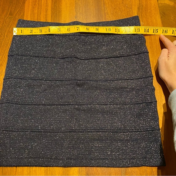 Y2K Dynamite Mini Metallic Thread Pencil Skirt in Navy, size small - Picture 6 of 8
